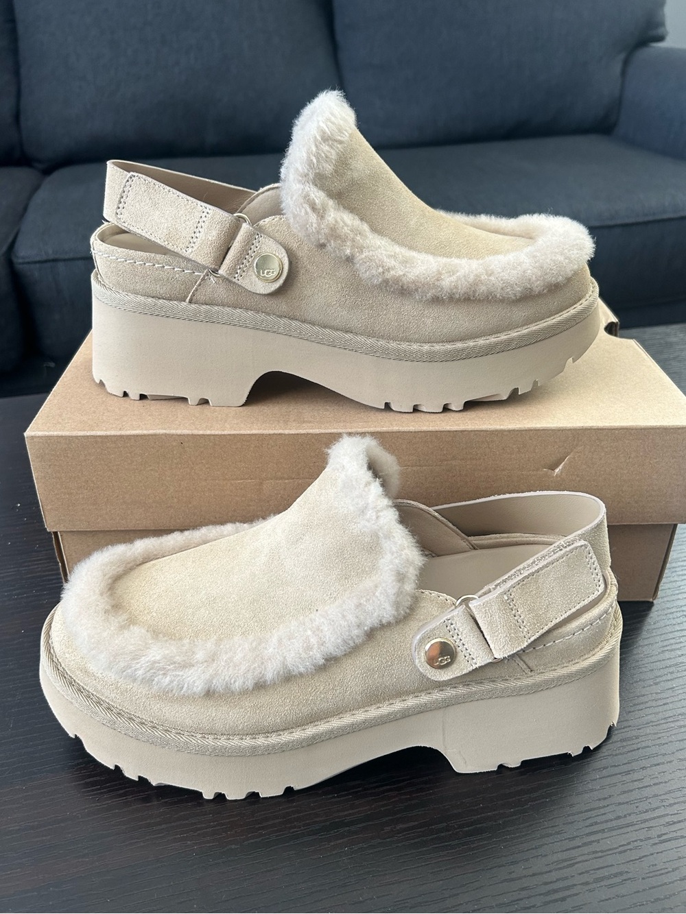 UGG ESMEE CLOGS Platform Fur-Trim Clog